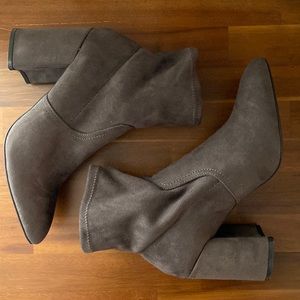 NWOT Charcoal Faux Suede Sock Boots